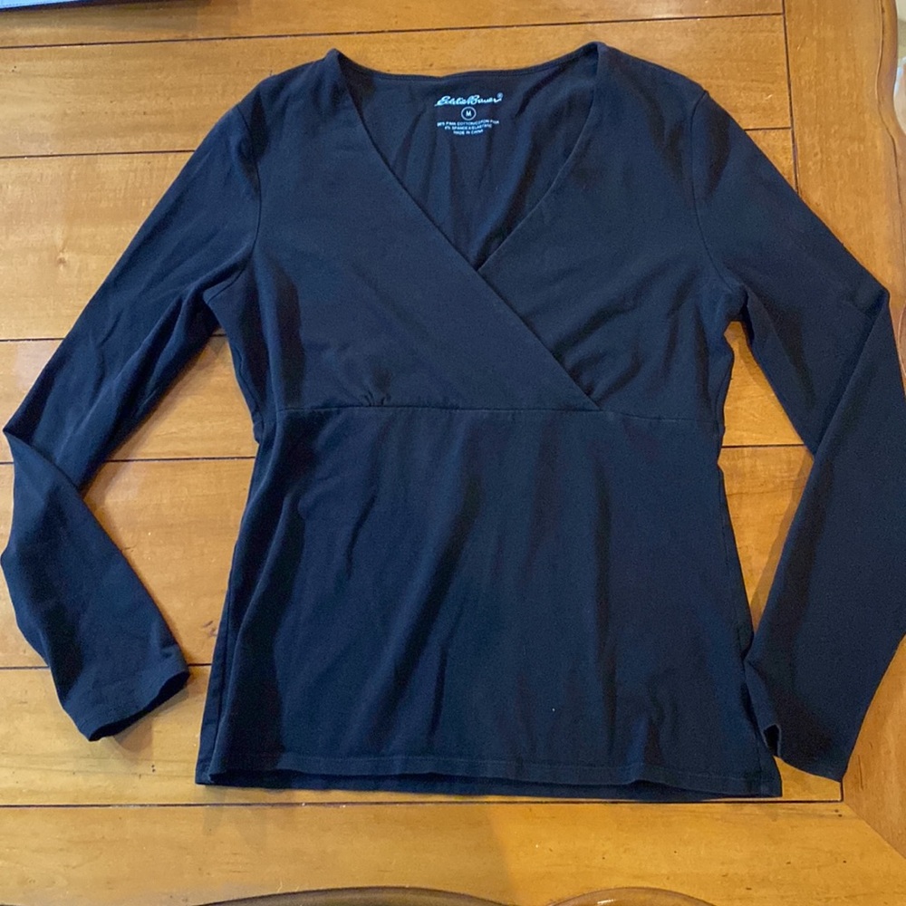 Eddie Bauer Black Stretch Top, Medium